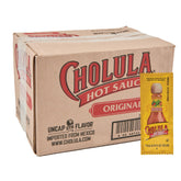 Cholula sobre frontal mostrando el empaque y beneficios para delivery