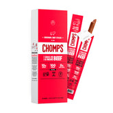 Chomps empaque delantero Original Beef mostrando calidad grass-fed y conveniencia