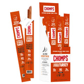 Chomps empaque frontal mostrando palitos pepperoni turkey, conveniencia lista para llevar