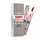 Chomps venison paquete frontal mostrando 10 bastones y beneficio portable