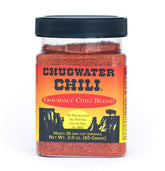 Envase Chugwater Chili de frente mostrando la etiqueta y formato 3 oz para fácil identificación