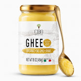 Cibo Quality Foods frasco delantero que muestra etiqueta orgánica y aspecto puro