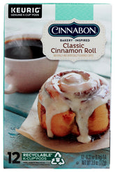 CINNABON vista frontal del paquete de 12 K-Cups mostrando conveniencia