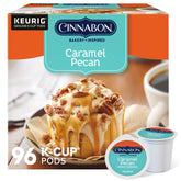 Cinnabon paquete frontal de 96 cápsulas K-Cup mostrando cantidad