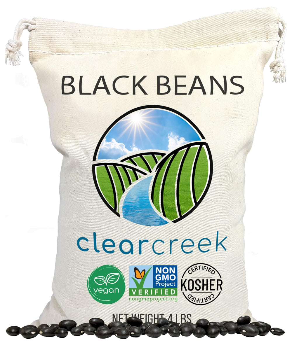 CLEAR CREEK empaque frontal de 4 lb mostrando frijoles negros y ahorro