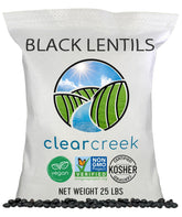 CLEAR CREEK paquete frontal de 25 lb mostrando marca y peso, almacenamiento práctico