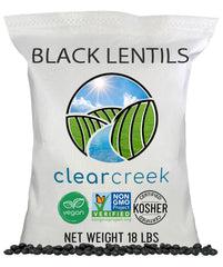 CLEAR CREEK primer plano de textura de lentejas beluga, aspecto uniforme