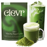 Clevr Matcha Latte frente del envase mostrando diseño y porciones