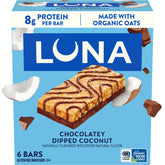 CLIF Bar LUNA frontal de caja mostrando seis barras, práctico para llevar