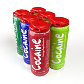 Coacaine Hype pack frontal mostrando seis latas y variedad de sabores