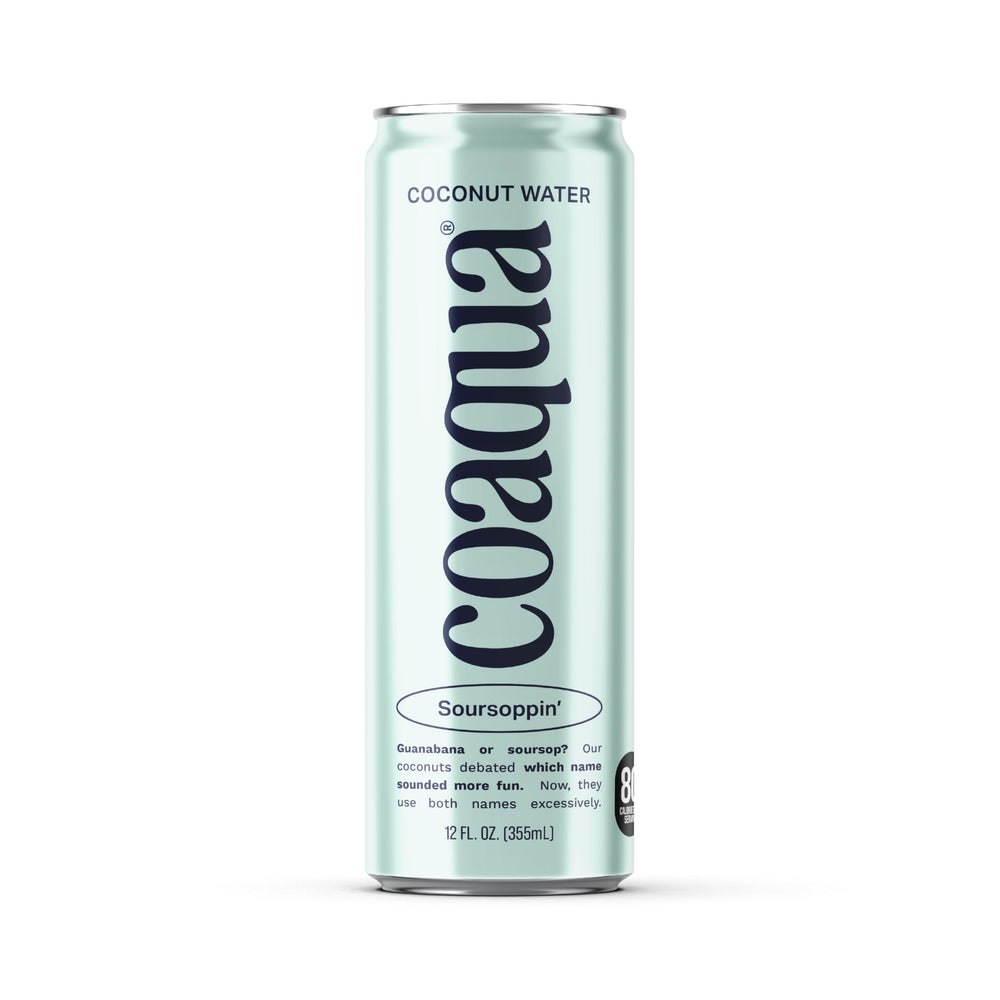 CoAqua pack frontal de 12 latas mostrando diseño sostenible y conveniencia