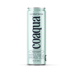 CoAqua pack frontal de 12 latas mostrando diseño sostenible y conveniencia