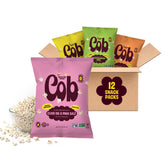 Cob paquete variedad frente muestra caja con 12 bolsitas, práctico y portable