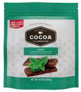 Cocoa Classics empaque frontal mostrando sabor menta y beneficios rápidos