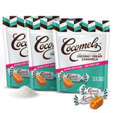 Cocomels frente del empaque mostrando bolsas resellables y marca