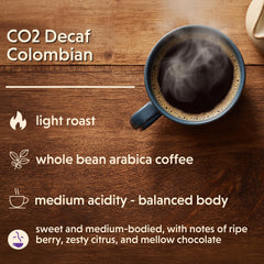 Coffee Bean Direct primer plano de granos enteros destacando frescura