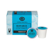 Coffee Beanery caja frontal Hawaiian Coconut mostrando diseño y cantidad