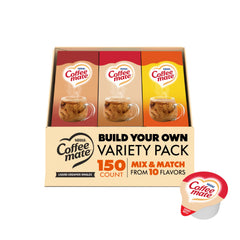 Coffee mate caja dispensadora frontal mostrando variedad y fácil acceso