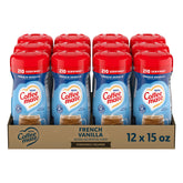 Coffee Mate frente del envase mostrando el sabor French Vanilla y conveniencia