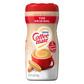 Coffee Mate lata frontal 11 oz mostrando el envase práctico y servible
