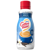 Coffee Mate frente del envase que muestra el sabor French Vanilla y conveniencia
