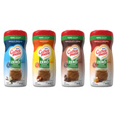 Coffee mate pack frontal con los cuatro sabores visibles y práctico almacenamiento