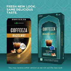 Coffeeza espresso servido en taza con crema, realza sabor y textura
