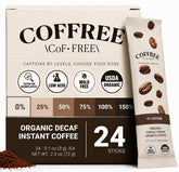 COFFREE sobre frontal mostrando el empaque y conveniencia para viajar