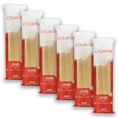 Colavita linguine frente del paquete mostrando marca y textura consistente