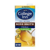 College Inn cartón fronta mostrando etiqueta y formato 32 oz con ahorro de sodio