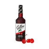 Collins Cherry Syrup vista frontal mostrando botella y volumen, aporta sabor real