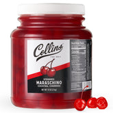 Collins Chicago frasco frontal mostrando cerezas y tamaño conveniente