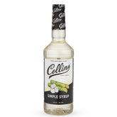 Collins Simple Syrup vista frontal, botella grande útil para barras caseras
