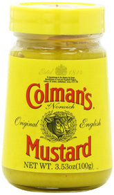 Colman's frasco frontal mostrando etiqueta y tamaño práctico