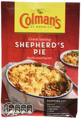 Colman's frente del paquete Shepherd's Pie mostrando diseño y cantidad paquetes
