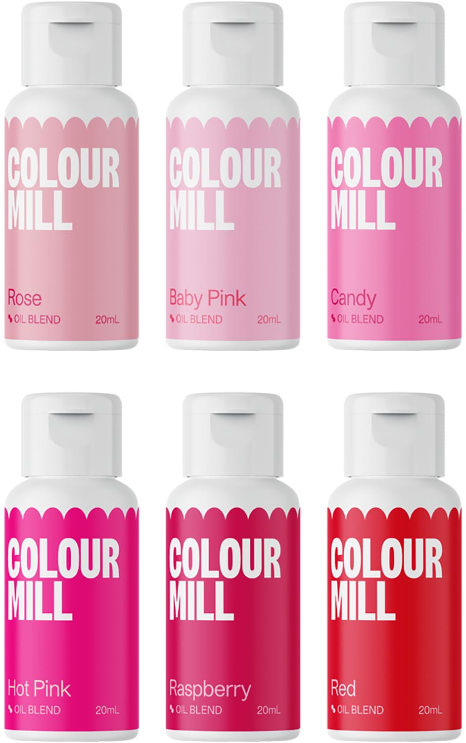 Colour Mill vista frontal del pack de seis tintes rosas, colores vibrantes