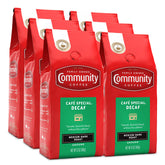 Community Coffee empaque frontal de Café Special descafeinado mostrando diseño y tamaño