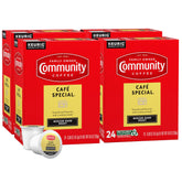 Community Coffee caja de 96 cápsulas K-Cup compatibles mostrando el frente y beneficio de suministro prolongado