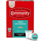 Community Coffee caja frontal mostrando 24 cápsulas y claridad de origen