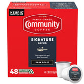 Community Coffee caja frontal mostrando 48 cápsulas y marca reconocible, conveniencia diaria