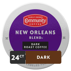 Community Coffee detalle de tapa de cápsula compatible Keurig, sellado que conserva aroma