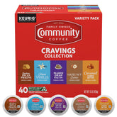 Community Coffee frontal del paquete Cravings Collection mostrando sabores