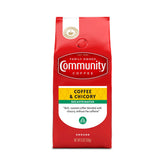 Community Coffee bolsa frontal mostrando marca y diseño, conveniencia y frescura