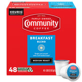 Community Coffee envase frontal mostrando 48 cápsulas y diseño claro