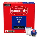 Community Coffee frente de caja mostrando 32 cápsulas y conveniencia