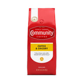 Community Coffee bolsa frontal de 32 onzas mostrando la marca y mezcla, conveniencia diaria