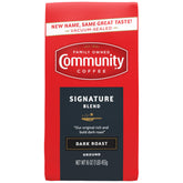 Community Coffee empaque frontal sellado que destaca sabor robusto