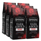 Community Coffee frente del paquete Dark & Bold muestra diseño y frescura