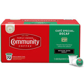 Community Coffee frente del paquete mostrando 72 cápsulas y marca