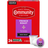 Community Coffee embalaje frontal que muestra 24 cápsulas y conveniencia